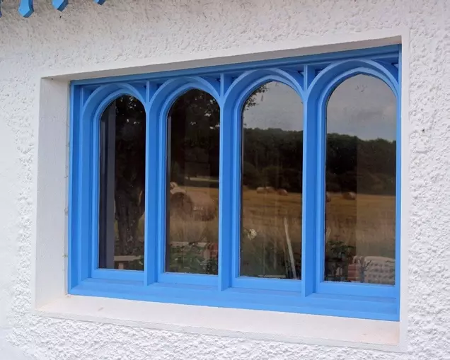 Gothic-arched hardwood window, Patching, West Sussex